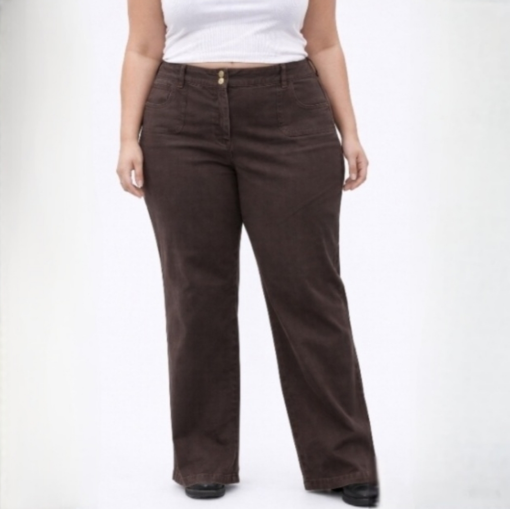 Liz & Co By Liz Claiborne Brown Straight Leg Denim Pants Size 14
